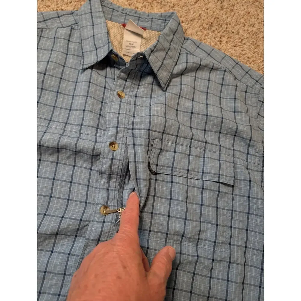 THE NORTH FACE men's Short sleeve, button down shirt, size Medium, Blue Plaid
